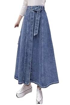 Amazon.com: High Waist Long Maxi A-Line Skirts with Belt